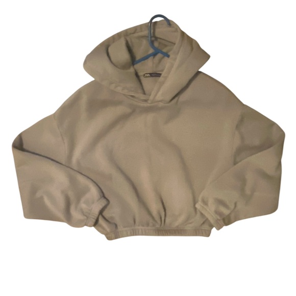 Zara Cropped Army Green Hoodie L - Picture 4 of 9